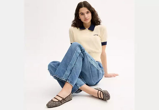Double Buckle Mary Jane In Signature Jacquard